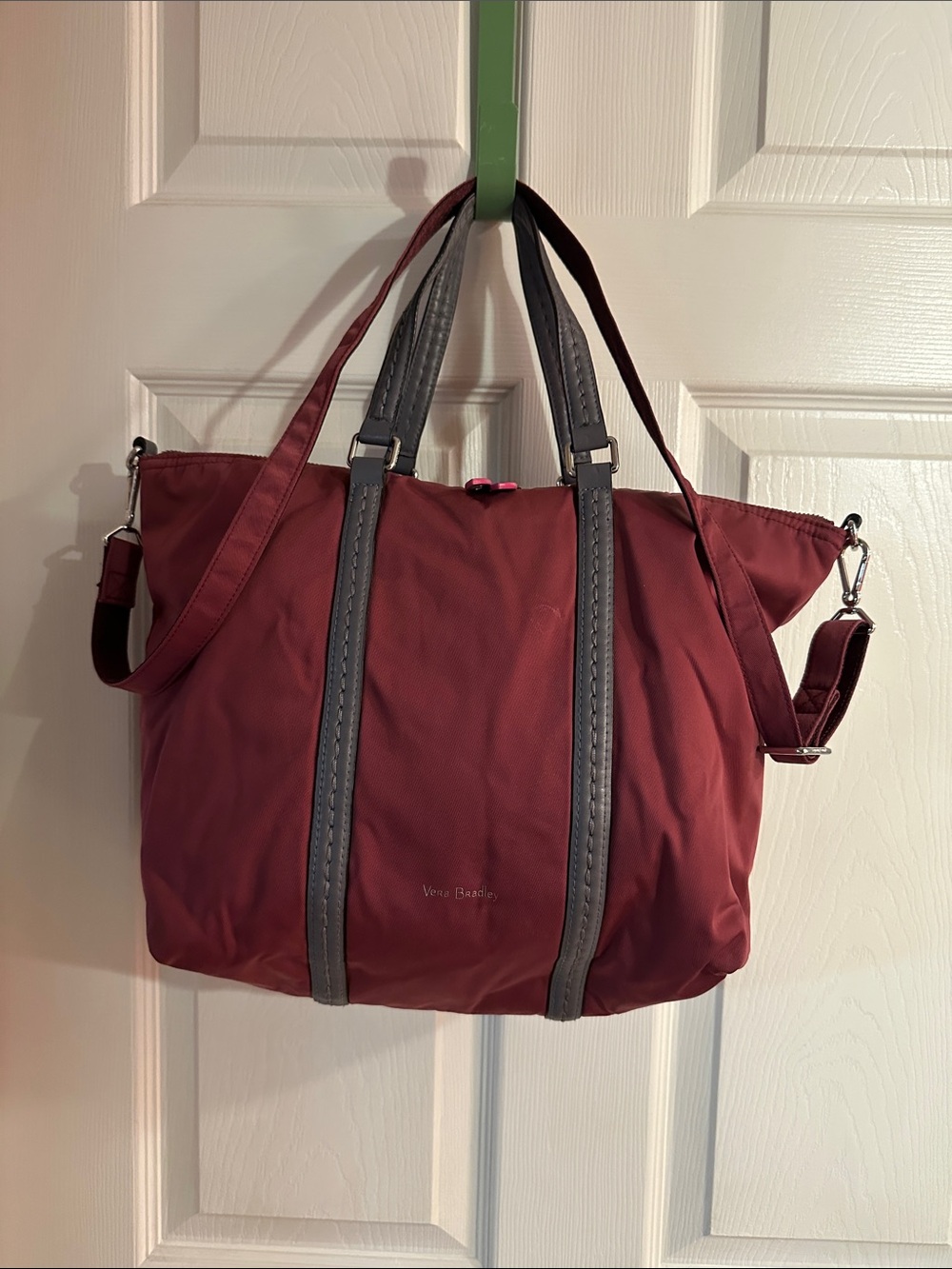 Vera Bradley Wine Tote with Gray Trim and Strap